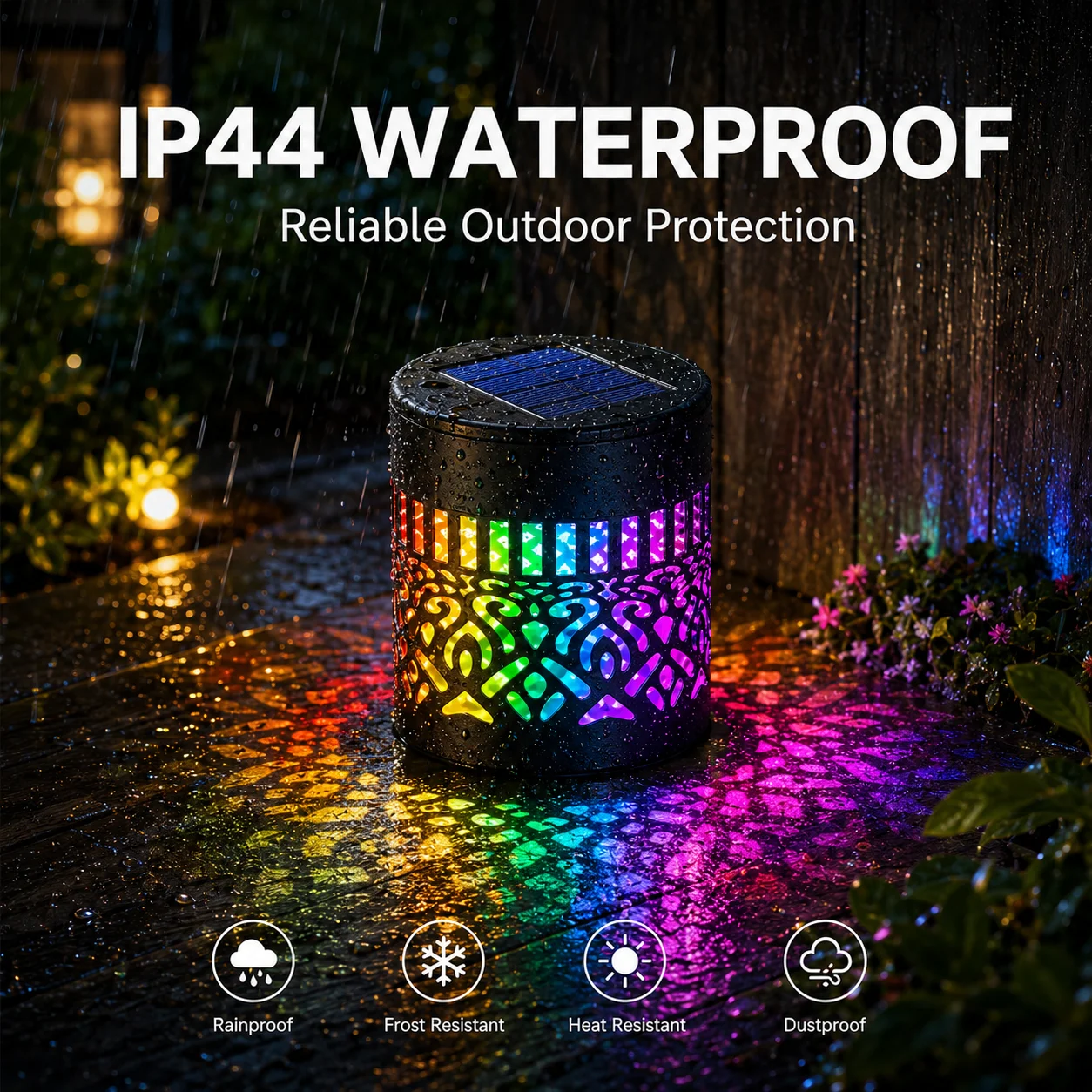 Lampe Solaire Décorative Art Déco 360° | Inox IP44 | Dégradé Coloré | Jardin
