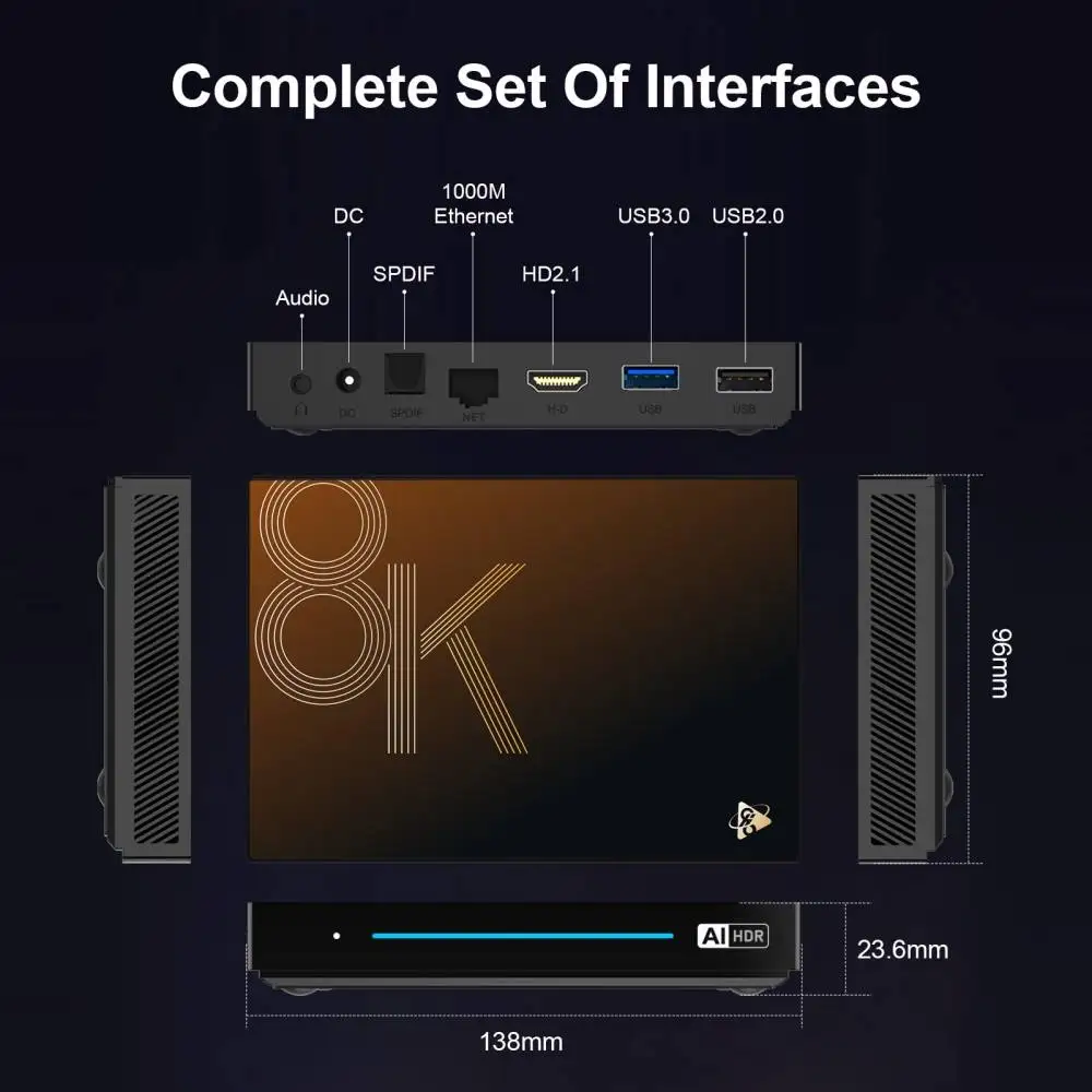 Décodeur IPTV MAX 8K Android 14 STB Smart TV Box 2G/16G Amlogic S905W