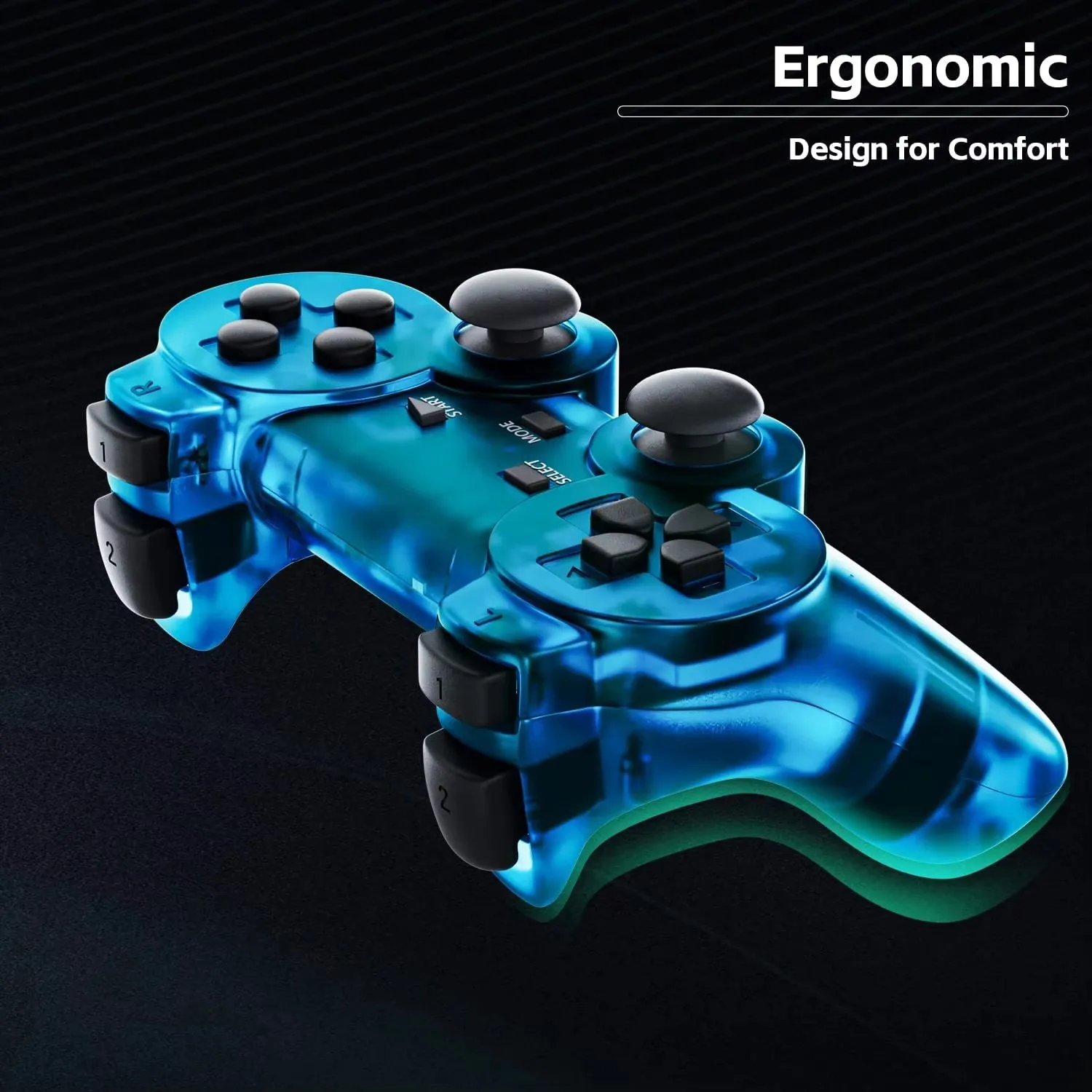 Manette Sans Fil Transparente P2 pour PS2 – Vibration & 2.4GHz