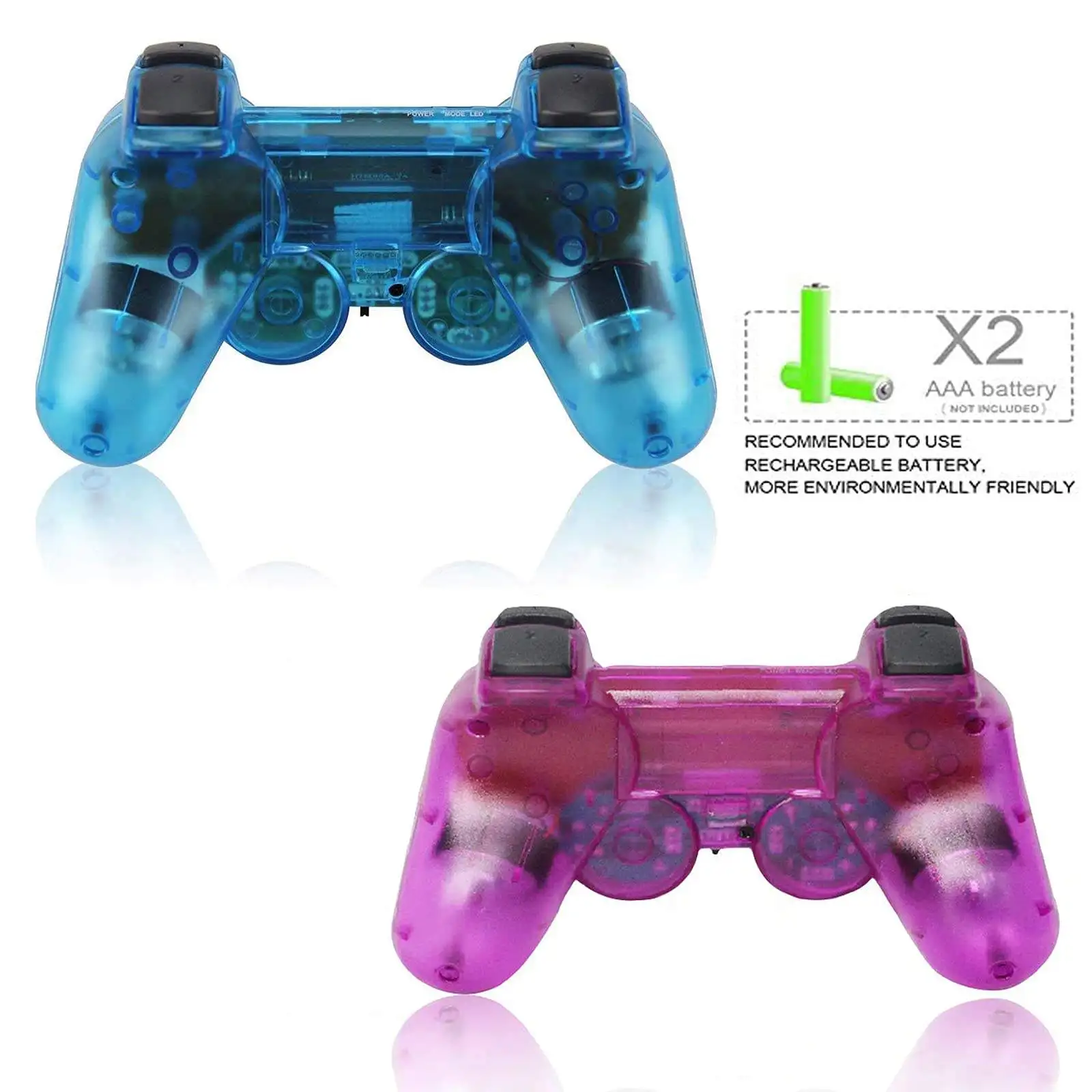 Manette PS2 Filaire Transparente XMT avec Vibration et Poignée Ergonomique