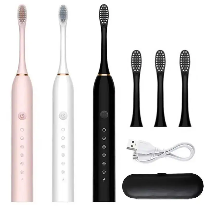 Brosse à Dents Électrique Sonique X3 – 5 Modes, Rechargeable USB-C, IPX7, 4 Têtes Douces