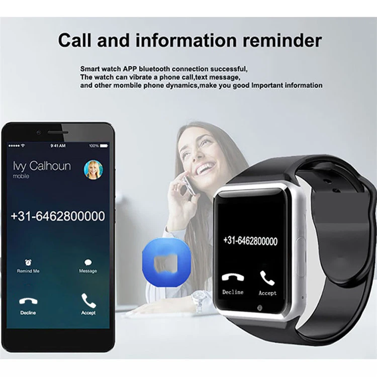 Smartwatch A1 Écran 1.75" avec SIM, Caméra, Bluetooth – Compatible Android & iOS