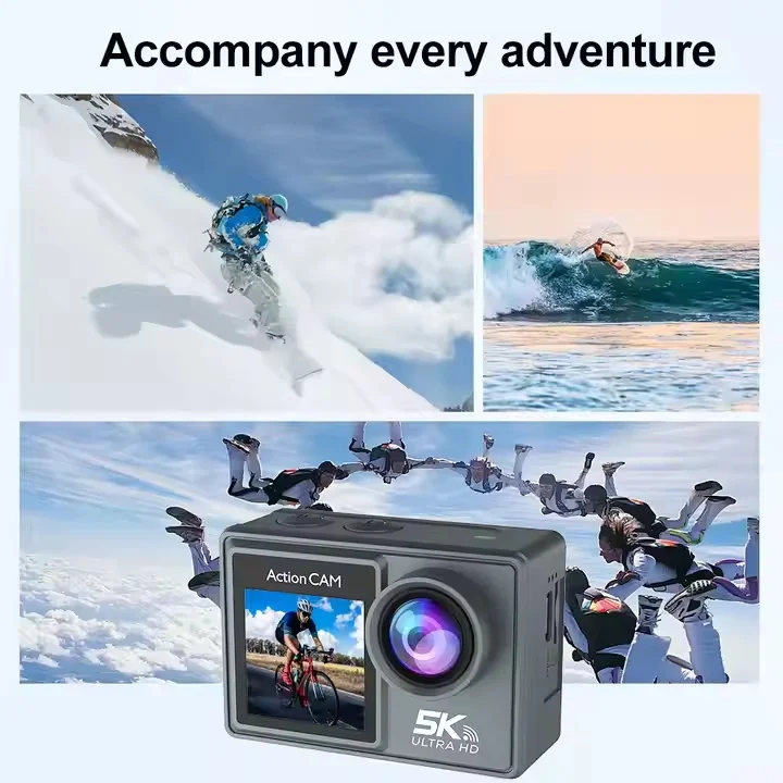 Caméra de Sport Action 5K WiFi Étanche Grand Angle 170° – Caméra d'Aventure HD