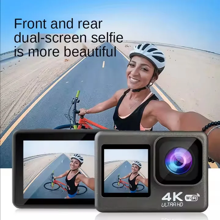Caméra de Sport 4K WiFi Double Écran 2" Étanche – Grand Angle 180°