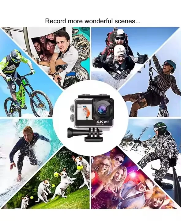 Caméra de Sport 4K WiFi Double Écran 2" Étanche – Grand Angle 180°