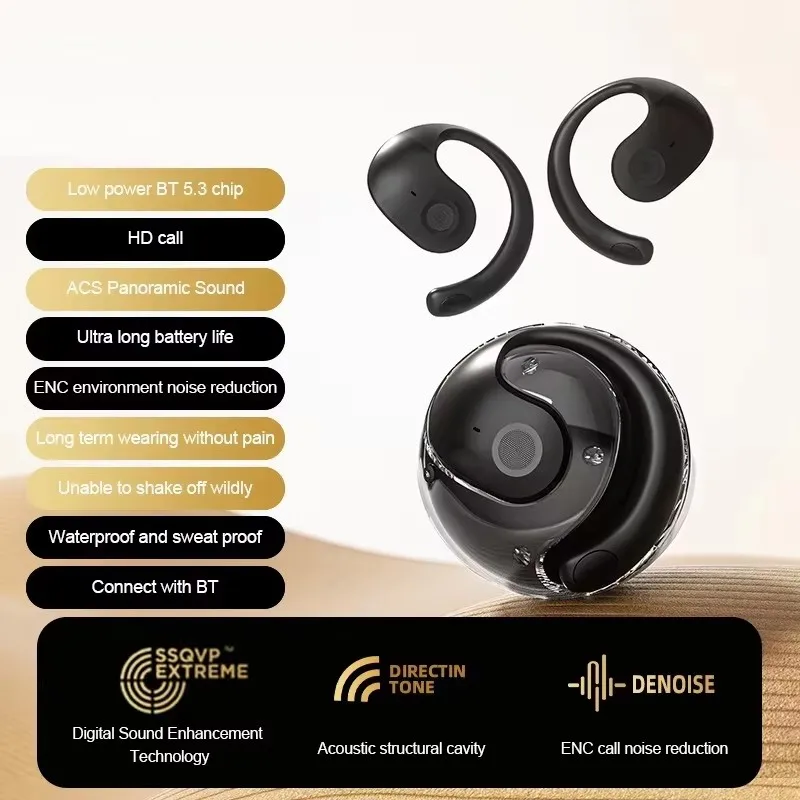 Écouteurs Sans Fil BY01 OWS Bluetooth 5.3 | ENC | IPX4 | LED