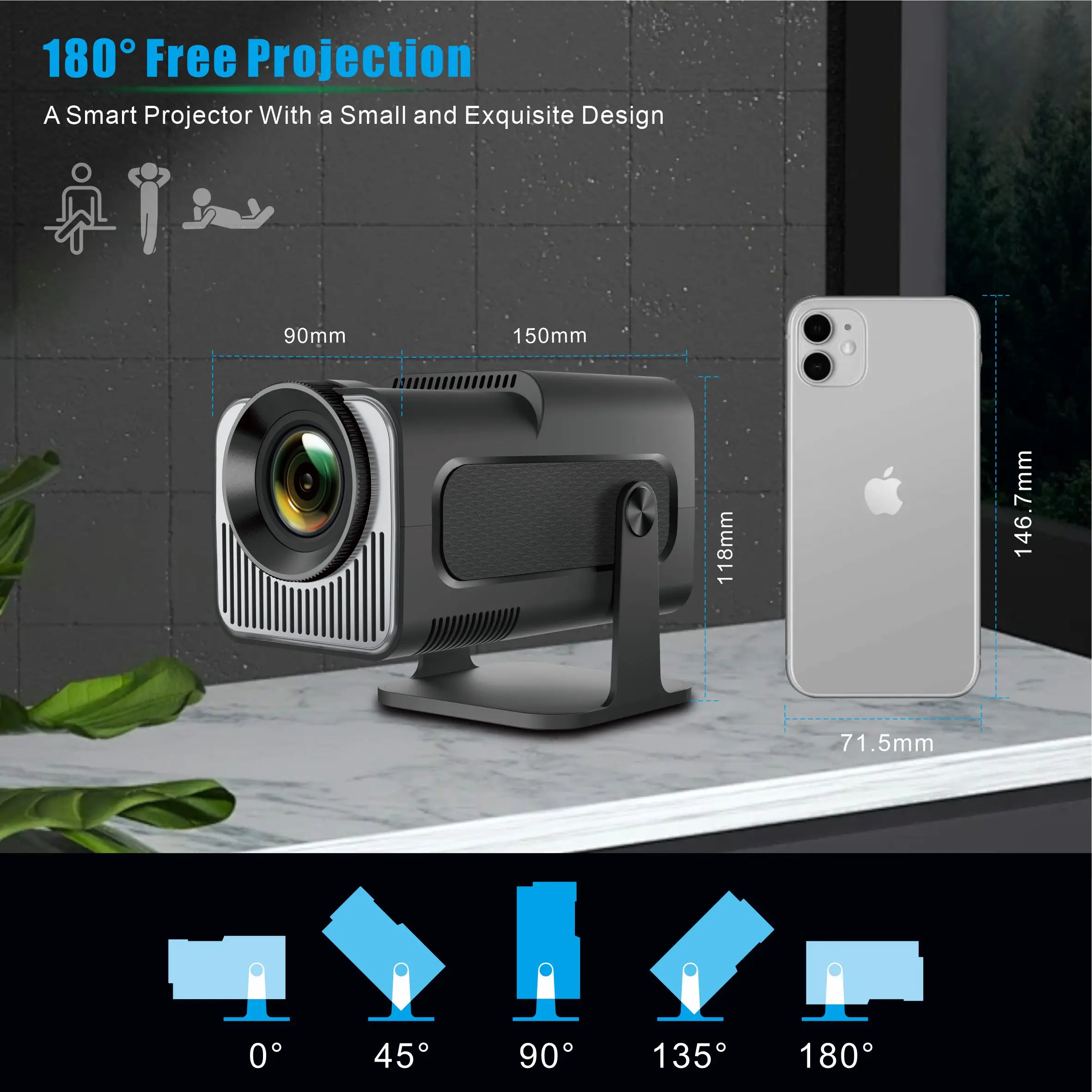 Vidéoprojecteur HY320 Mini 5G WiFi Android 11 – LCD 200 ANSI Lumens 720P/1080P/4K