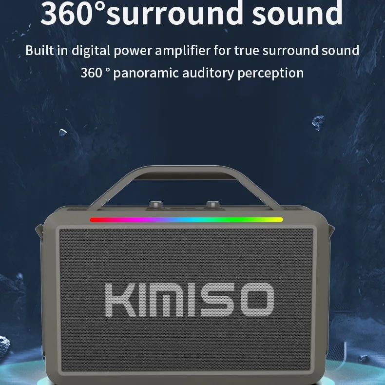 Enceinte Karaoké Bluetooth KMS-252 – Son Puissant, LED RGB, 2 Micros Sans Fil inclus