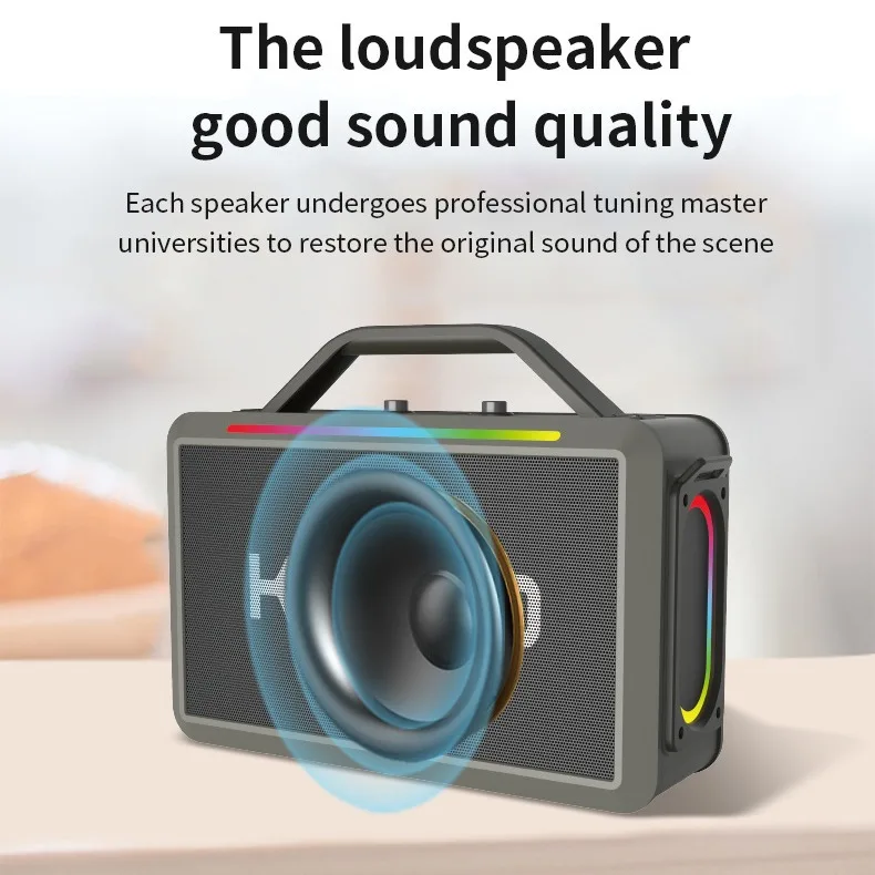 Enceinte Karaoké Bluetooth KMS-252 – Son Puissant, LED RGB, 2 Micros Sans Fil inclus