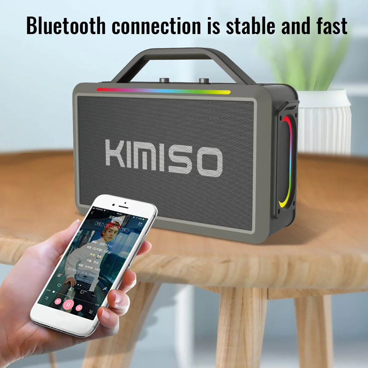 Enceinte Karaoké Bluetooth KMS-252 – Son Puissant, LED RGB, 2 Micros Sans Fil inclus