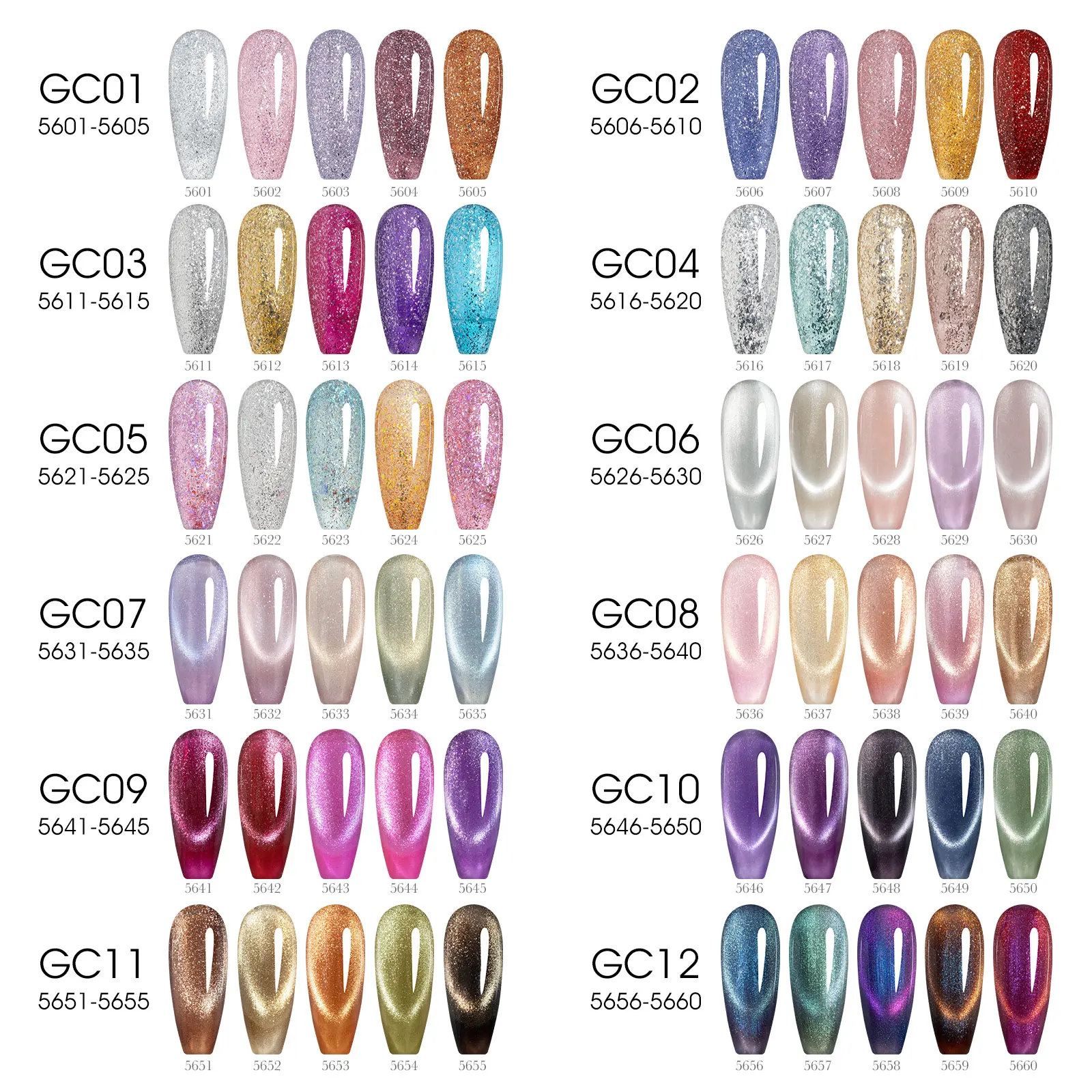VENALISA Kit Vernis Gel UV Yeux de Chat 5pcs - Sans HEMA, Longue Durée