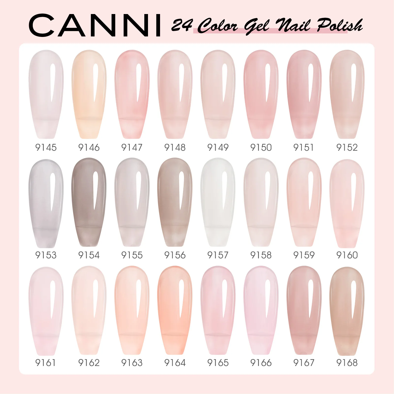 CANNI Kit 24 Couleurs Gel Polish Semi-Permanent HEMA FREE – 30 Flacons 9ml UV/LED
