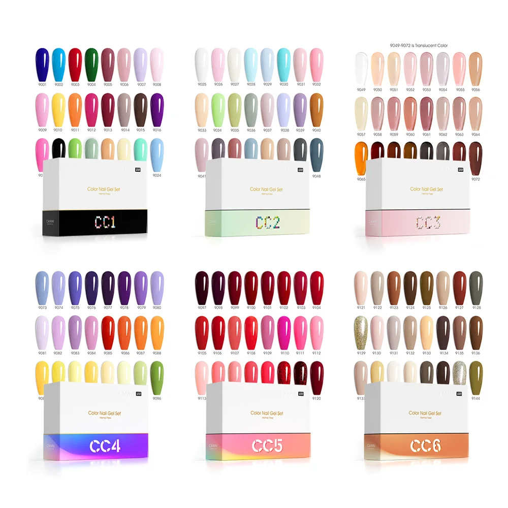 CANNI Kit 24 Couleurs Gel Polish Semi-Permanent HEMA FREE – 30 Flacons 9ml UV/LED