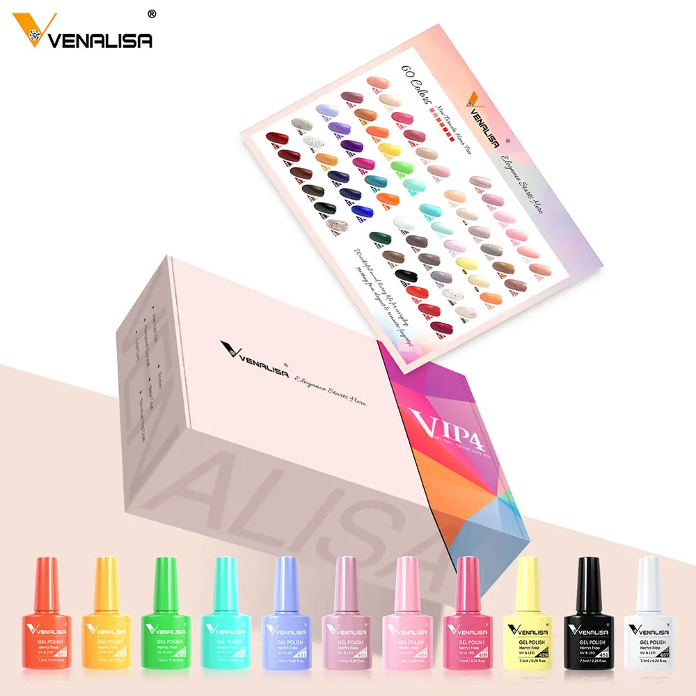 Venalisa Kit 65 Vernis Gel UV Semi-Permanent 60 Couleurs Hema Free – Longue Tenue