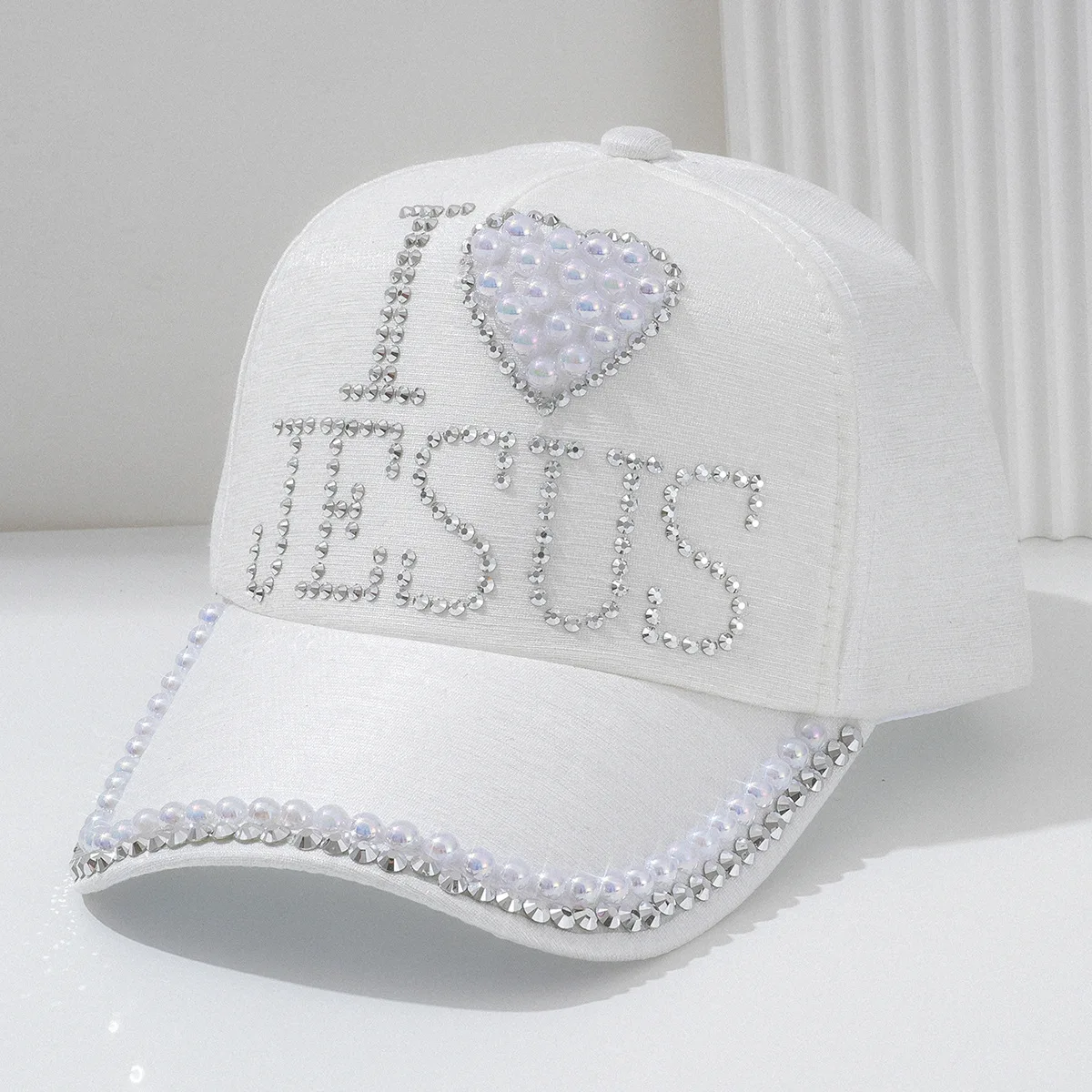 Casquette Baseball Femme Jésus Strass Scintillants | 6 Panneaux Ajustable 4 Couleurs