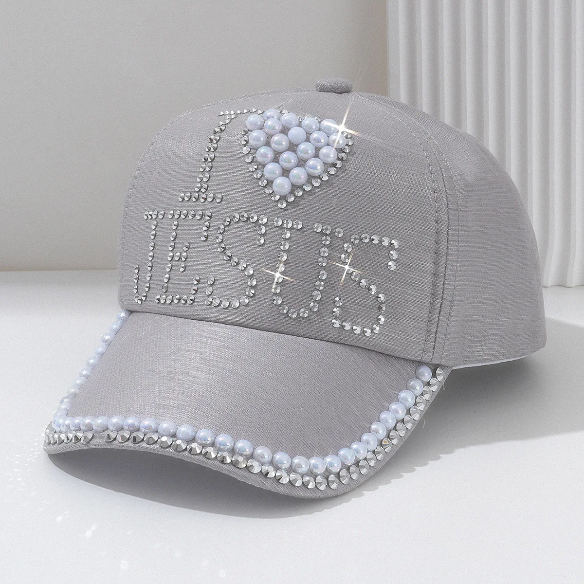 Casquette Baseball Femme Jésus Strass Scintillants | 6 Panneaux Ajustable 4 Couleurs