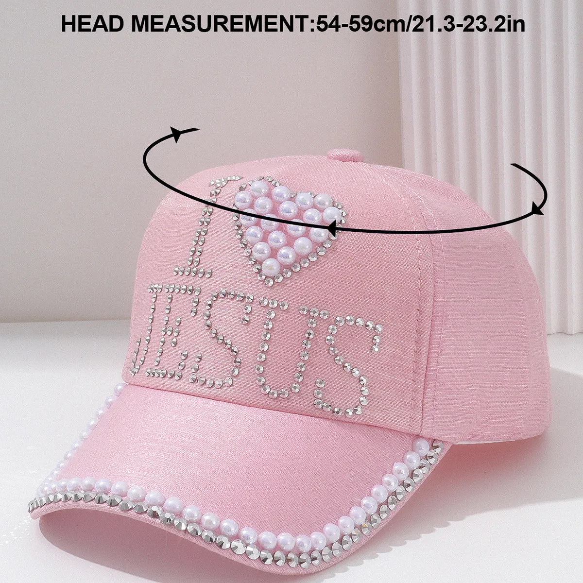Casquette Baseball Femme Jésus Strass Scintillants | 6 Panneaux Ajustable 4 Couleurs