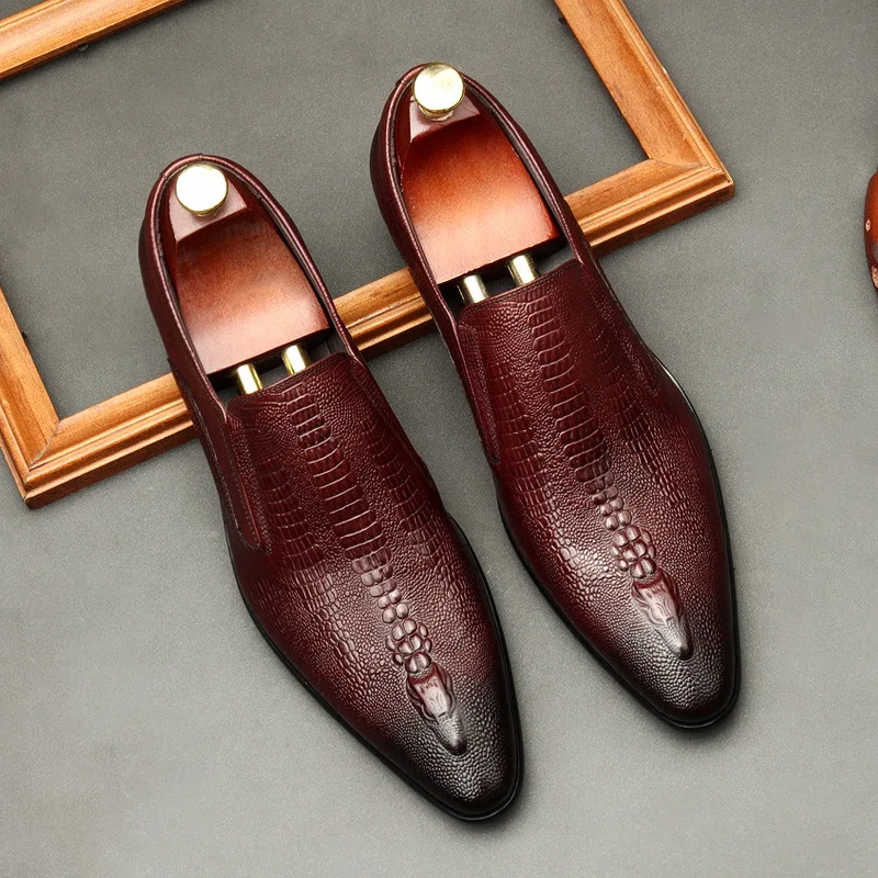 Chaussures Élégantes en Cuir Véritable pour Homme – Bout Pointu, Style Britannique