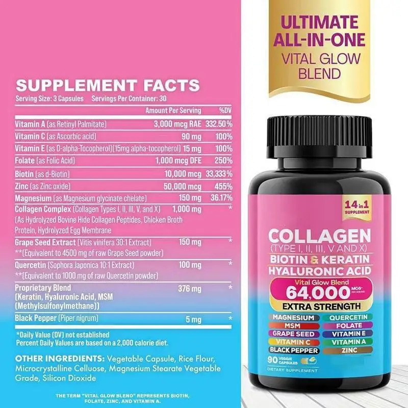 Capsules de Collagène OEM – Complément Beauté & Bien-être | 90 Capsules