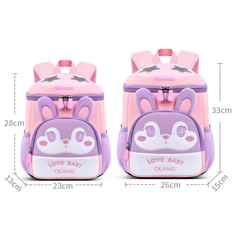 Sac à Dos Maternelle Néoprène Imperméable Enfant – Motif Ours & Lapin Cartoon