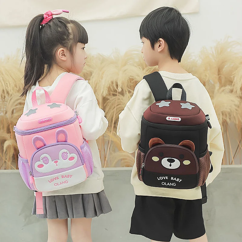 Sac à Dos Maternelle Néoprène Imperméable Enfant – Motif Ours & Lapin Cartoon