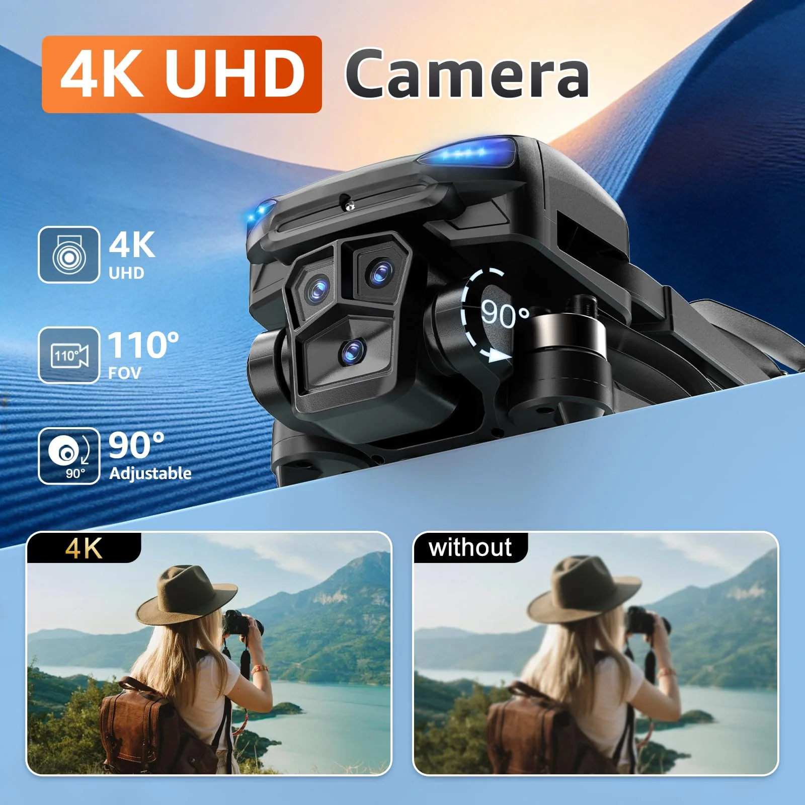 Drone Pliable 4K Brushless Nacelle 3 Axes Écran GPS Évitement Obstacles 1.5km Yaolan