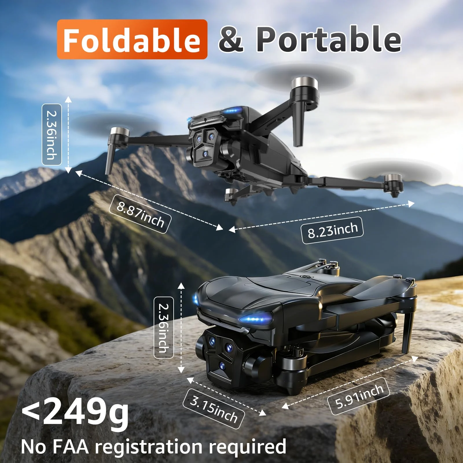 Drone Pliable 4K Brushless Nacelle 3 Axes Écran GPS Évitement Obstacles 1.5km Yaolan