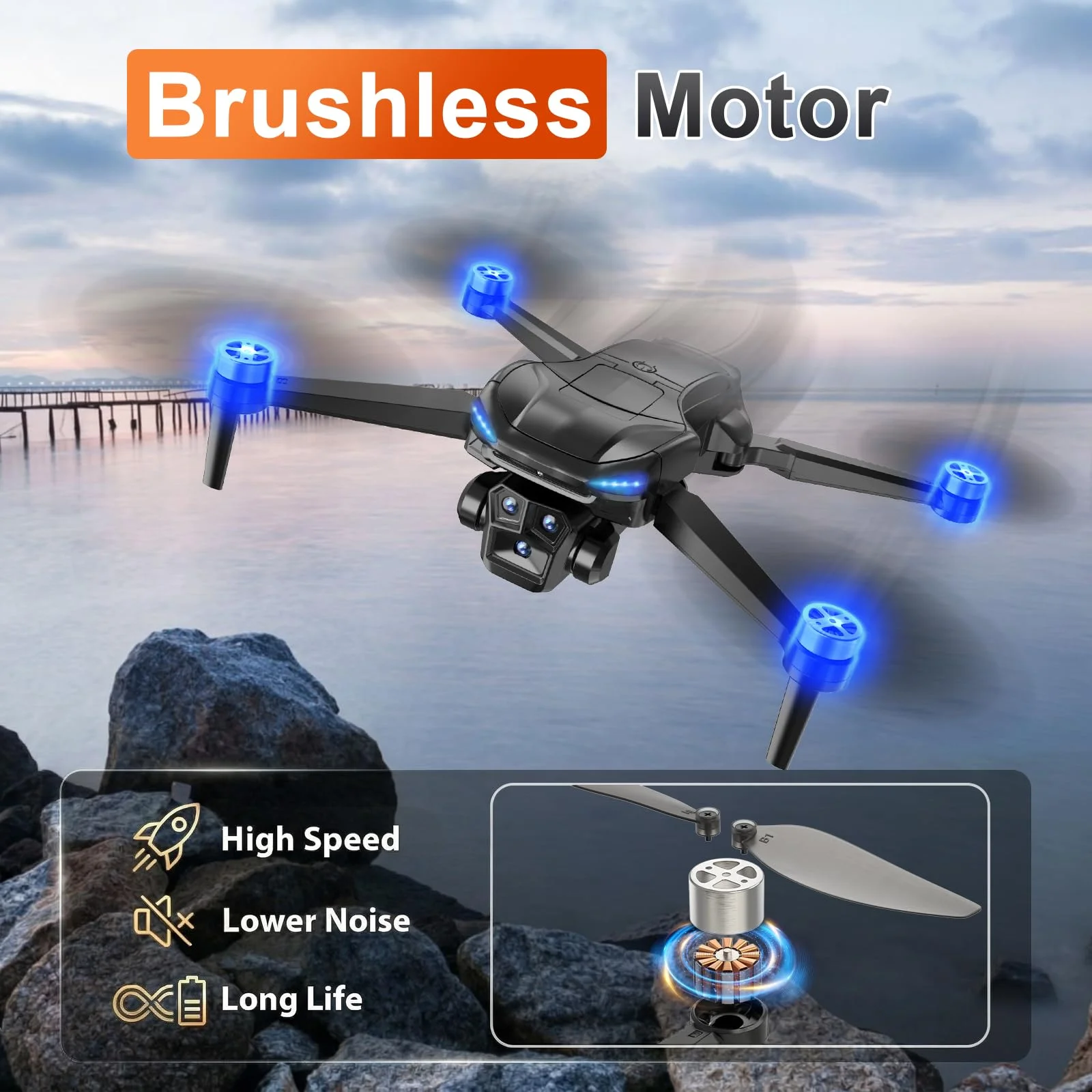Drone Pliable 4K Brushless Nacelle 3 Axes Écran GPS Évitement Obstacles 1.5km Yaolan