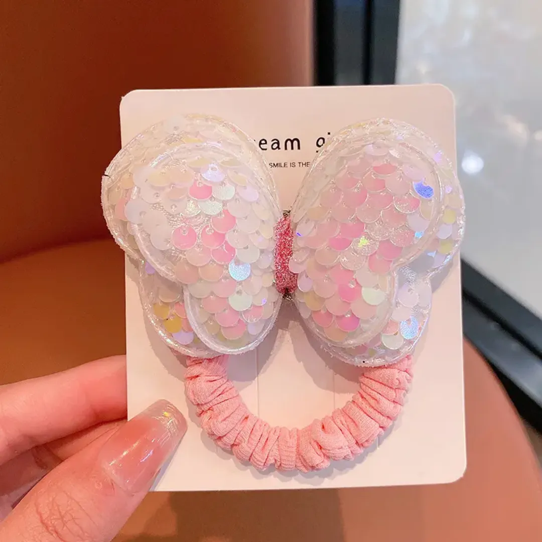 Bandeau Cheveux Bébé Papillon Pailleté – Accessoire Coloré et Doux pour Fille