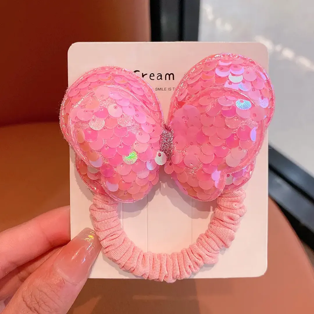 Bandeau Cheveux Bébé Papillon Pailleté – Accessoire Coloré et Doux pour Fille