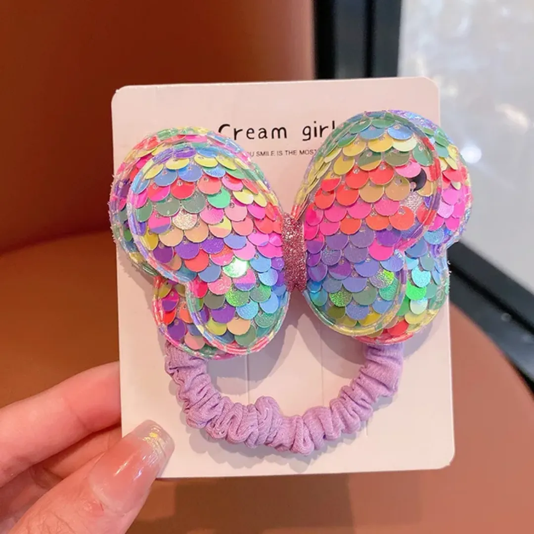 Bandeau Cheveux Bébé Papillon Pailleté – Accessoire Coloré et Doux pour Fille