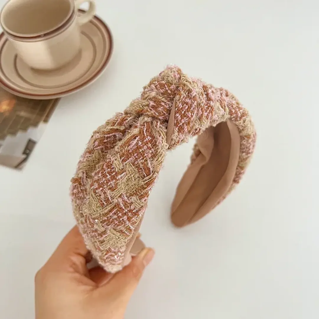 Bandeau Femme Tissé avec Strass – Nœud Large Élégant et Pailleté
