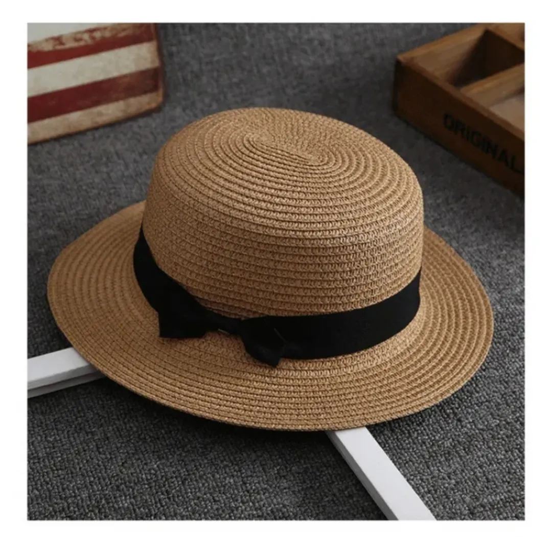 Chapeau de Paille Femme Été – Protection UV avec Nœud Élégant