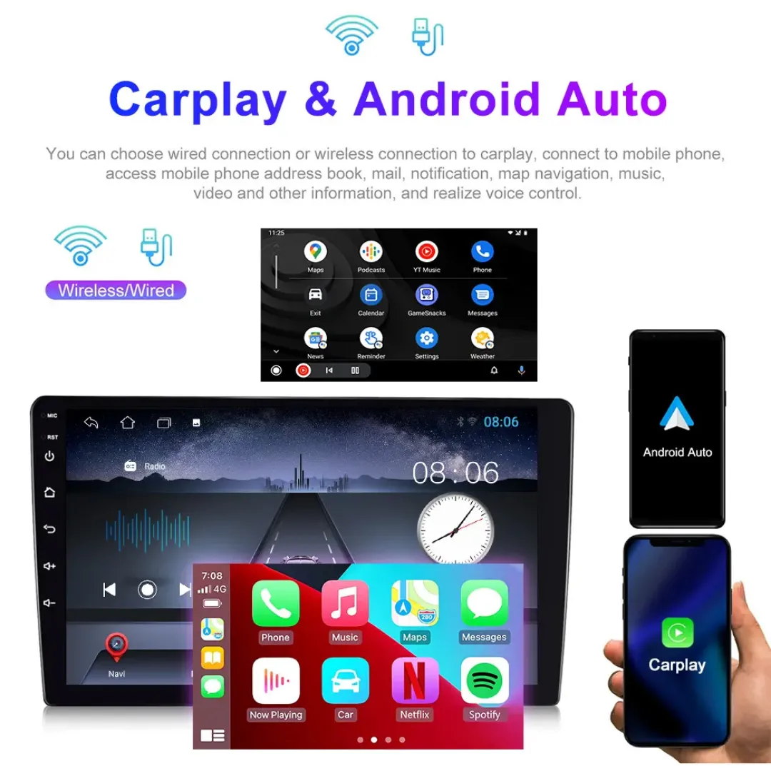 Autoradio 7" 1GB de ram + 16GB de stockage interne, IPS Écran Tactile – GPS, Bluetooth, FM/AM, 2 Din