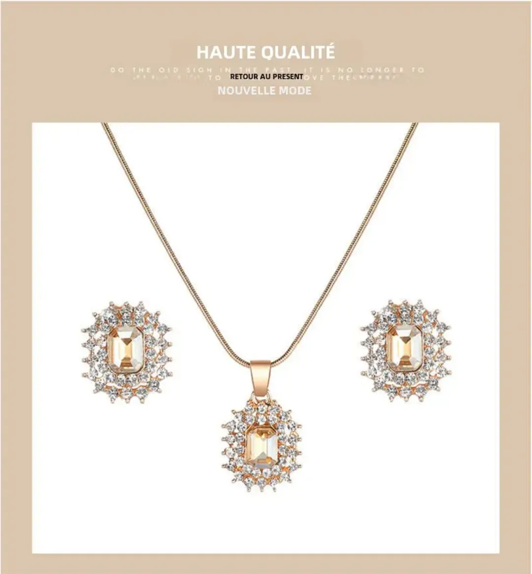Coffret Cadeau Élégance Femme – Montre SK Dorée avec Parure Collier et Boucles d'Oreilles