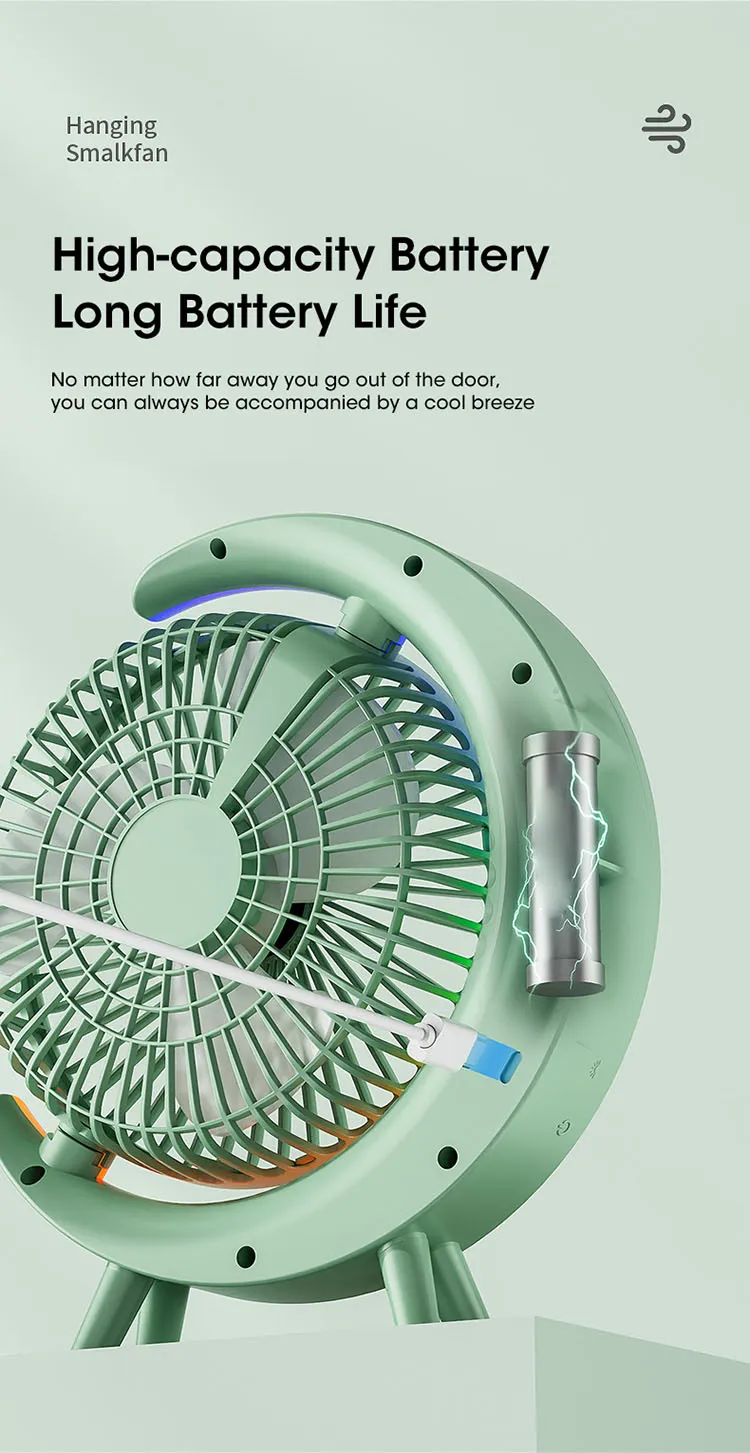 Mini Ventilateur Électrique Portable avec Lumière LED Multicolore – Recharge USB, Bureau et Maison