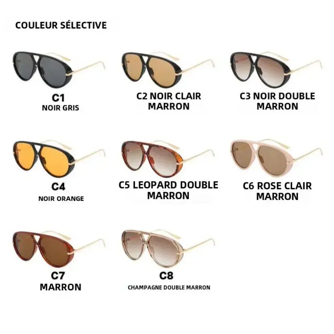 Lunettes de Soleil Style Pilote – Verres Teintés Jaune/Orange, Monture Métal Élégante, Conduite et L