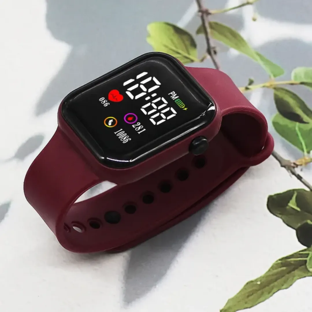 Montre Numérique LED Enfant et Adulte – Bracelet Silicone, Affichage Sportif, Style Moderne