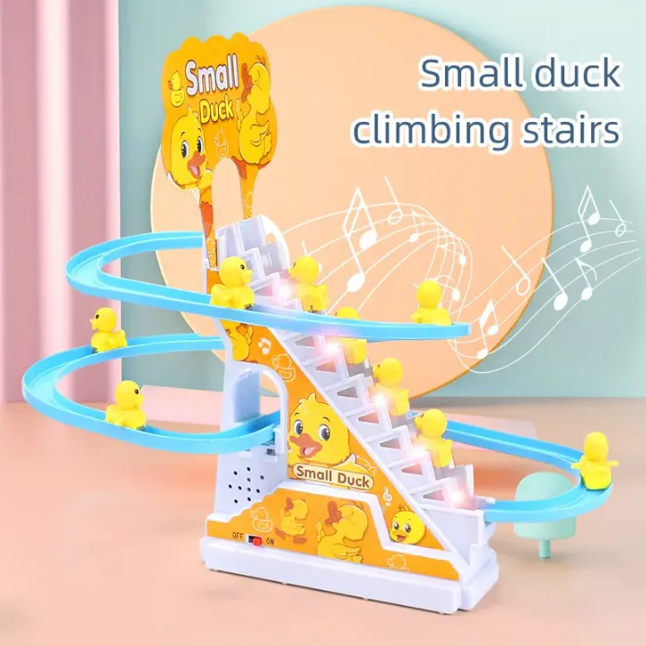 Circuit Musical Électrique avec Lumière et Petits Canards – Jouet Amusant pour Enfant avec Escalier Automatique et Piste de Course