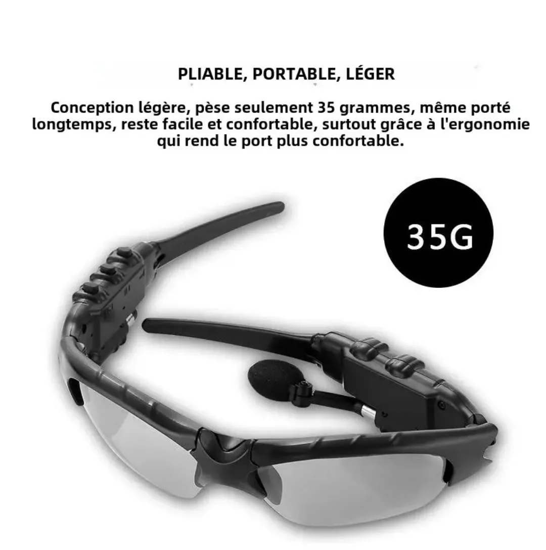 Lunettes de Sport Bluetooth 5.0 – Écouteurs Intégrés, Appels et Musique, Verres Polarisés, Conduite, Cyclisme