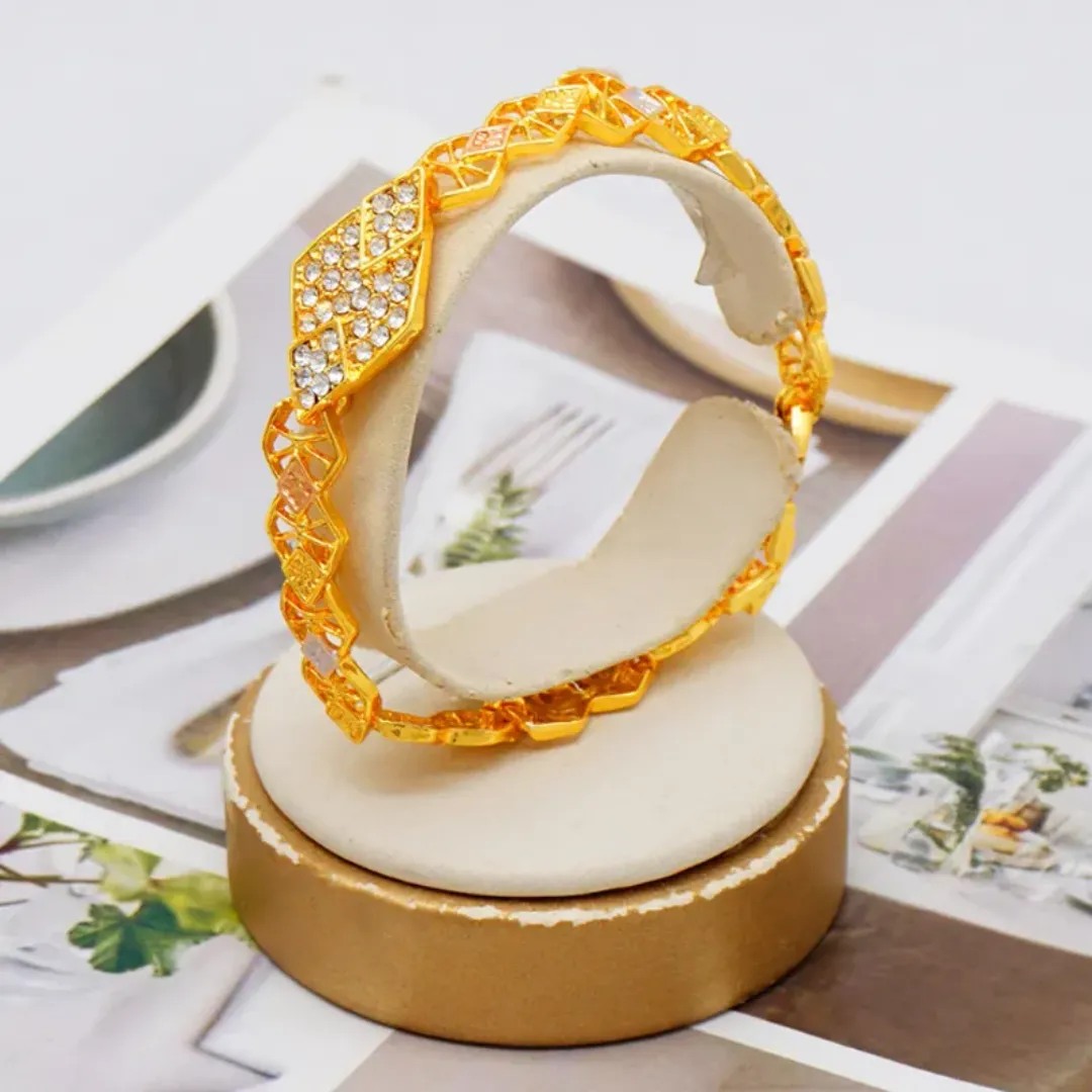 Ensemble de Bijoux Plaqué Or Zircon – Collier, Bracelet, Boucles d’Oreilles et Bague – Style Dubaï Chic