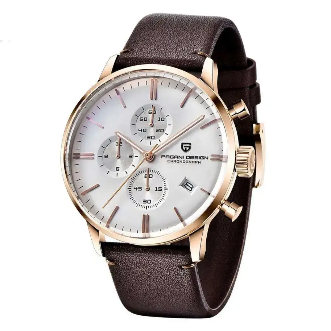Montre Homme Chronographe Pagani Design PD-2720K – Mouvement Quartz, Bracelet Cuir, Boîtier Alliage, Étanche et Élégante