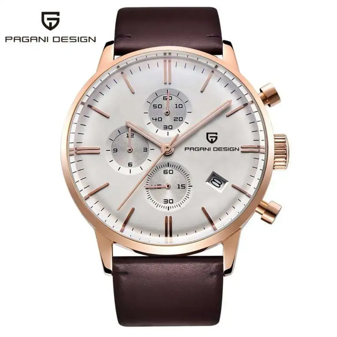 Montre Homme Chronographe Pagani Design PD-2720K – Mouvement Quartz, Bracelet Cuir, Boîtier Alliage, Étanche et Élégante