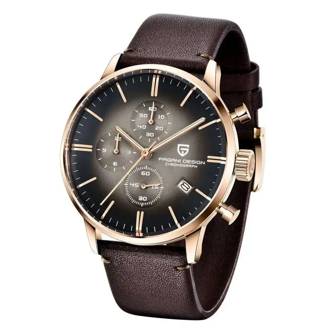 Montre Homme Chronographe Pagani Design PD-2720K – Mouvement Quartz, Bracelet Cuir, Boîtier Alliage, Étanche et Élégante
