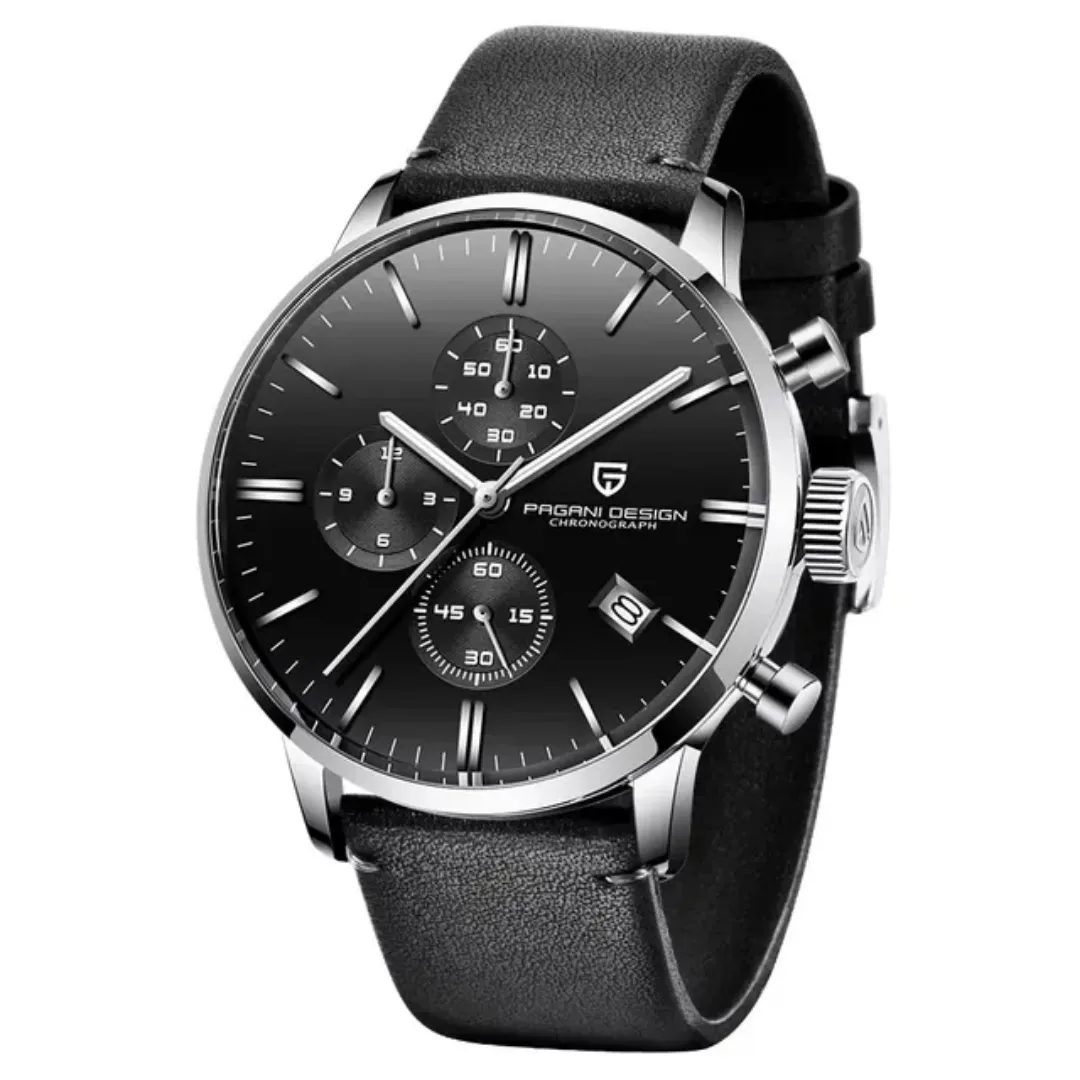 Montre Homme Chronographe Pagani Design PD-2720K – Mouvement Quartz, Bracelet Cuir, Boîtier Alliage, Étanche et Élégante