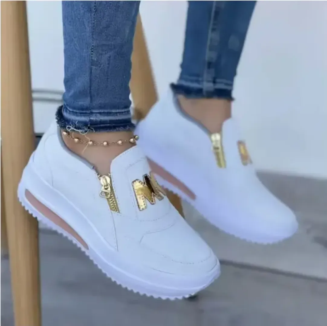 Baskets Femme Tendance à Glissière - Chaussures Sport Décontractées Grande Taille