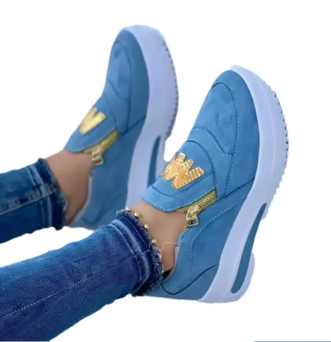Baskets Femme Tendance à Glissière - Chaussures Sport Décontractées Grande Taille