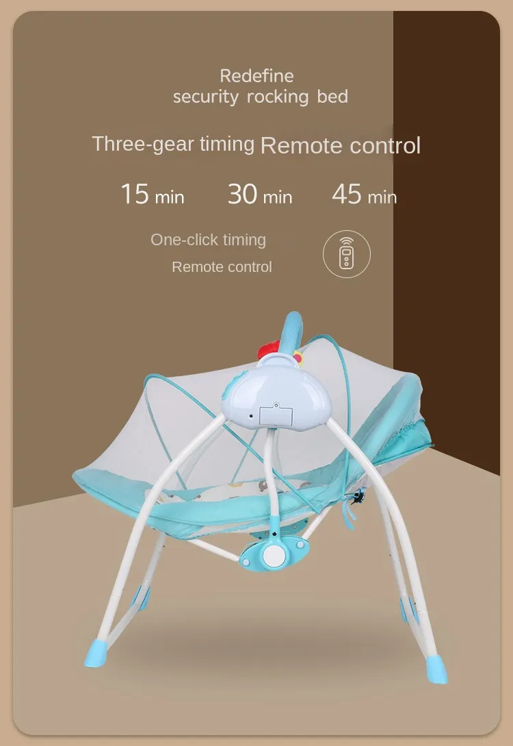 Berceau Électrique Pliable Smart Sleep - Berceau Bébé Métal avec Balancelle et Moustiquaire pour Maison, Hôtel et Extérieur