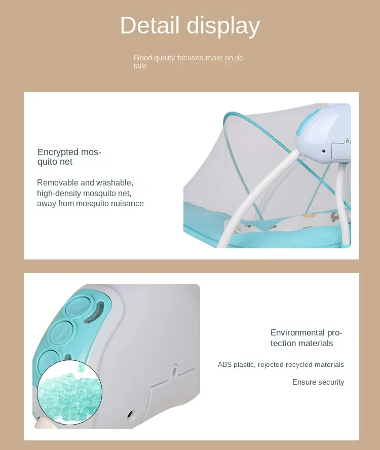 Berceau Électrique Pliable Smart Sleep - Berceau Bébé Métal avec Balancelle et Moustiquaire pour Maison, Hôtel et Extérieur