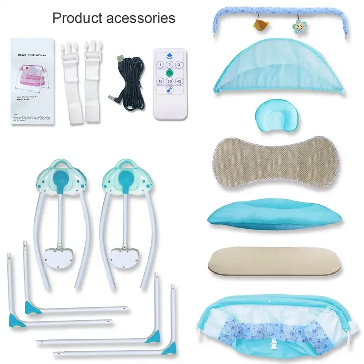 Berceau Électrique Pliable Smart Sleep - Berceau Bébé Métal avec Balancelle et Moustiquaire pour Maison, Hôtel et Extérieur